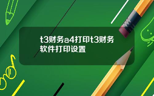 t3财务a4打印t3财务软件打印设置