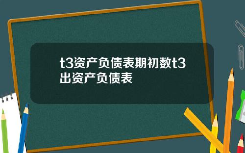 t3资产负债表期初数t3出资产负债表