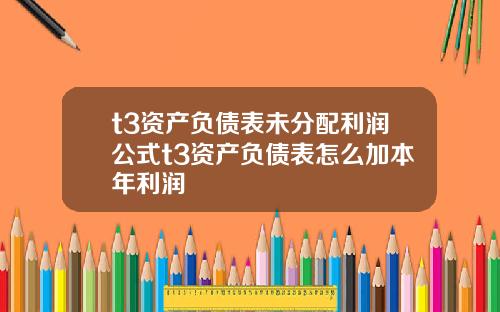 t3资产负债表未分配利润公式t3资产负债表怎么加本年利润