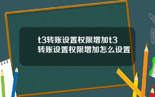 t3转账设置权限增加t3转账设置权限增加怎么设置