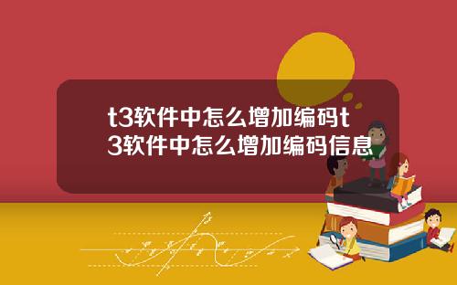 t3软件中怎么增加编码t3软件中怎么增加编码信息