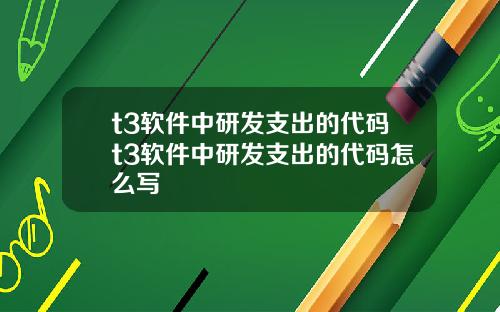 t3软件中研发支出的代码t3软件中研发支出的代码怎么写