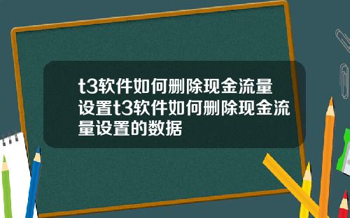 t3软件如何删除现金流量设置t3软件如何删除现金流量设置的数据