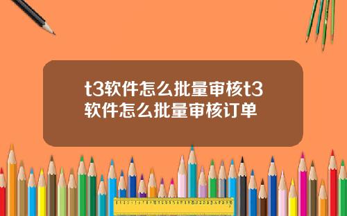 t3软件怎么批量审核t3软件怎么批量审核订单