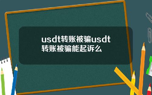 usdt转账被骗usdt转账被骗能起诉么