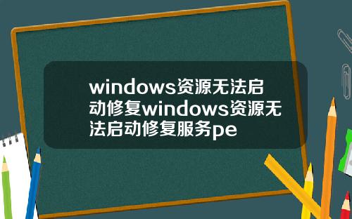 windows资源无法启动修复windows资源无法启动修复服务pe