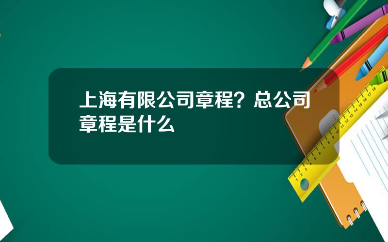 上海有限公司章程？总公司章程是什么
