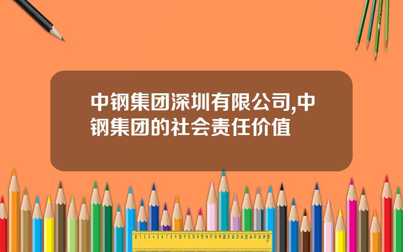 中钢集团深圳有限公司,中钢集团的社会责任价值
