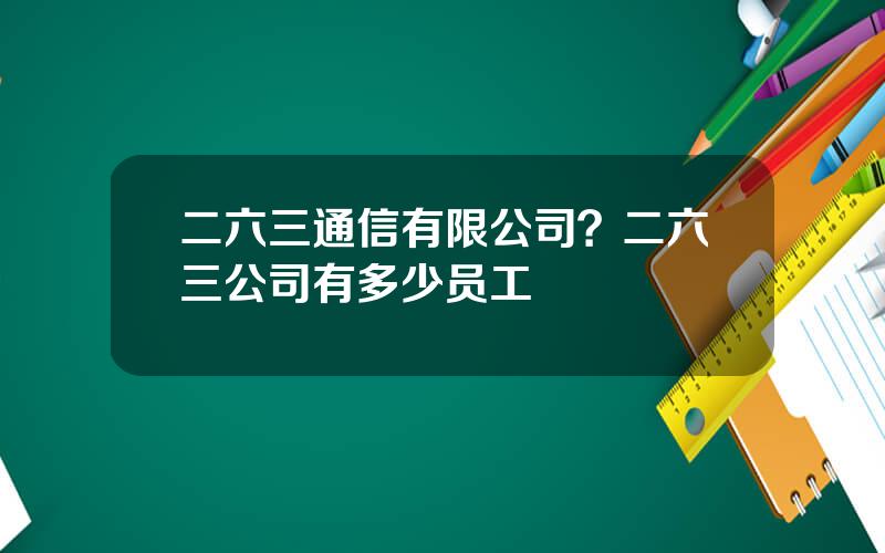 二六三通信有限公司？二六三公司有多少员工