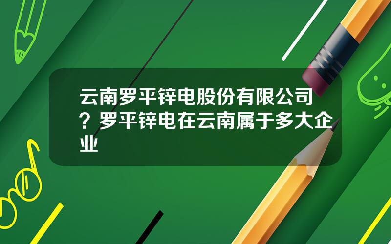 云南罗平锌电股份有限公司？罗平锌电在云南属于多大企业