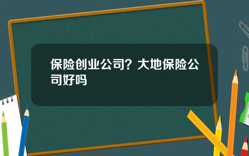 保险创业公司？大地保险公司好吗