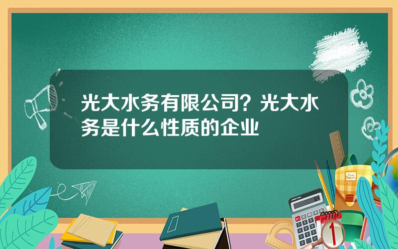 光大水务有限公司？光大水务是什么性质的企业