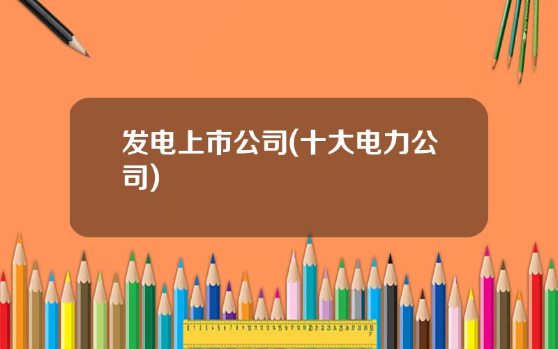 发电上市公司(十大电力公司)
