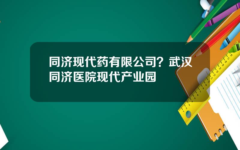 同济现代药有限公司？武汉同济医院现代产业园