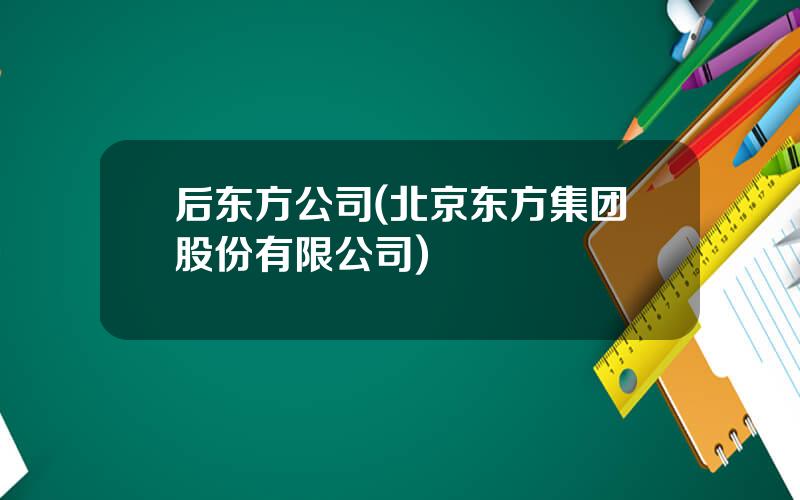 后东方公司(北京东方集团股份有限公司)