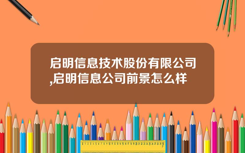 启明信息技术股份有限公司,启明信息公司前景怎么样