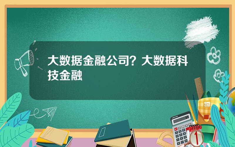 大数据金融公司？大数据科技金融