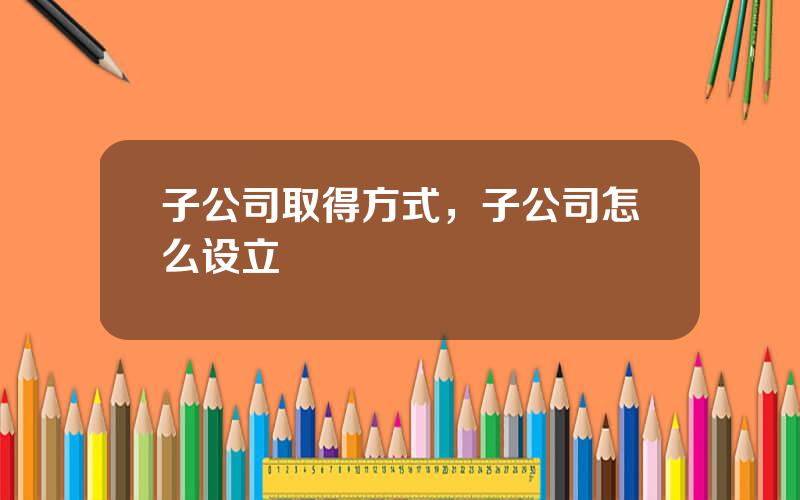子公司取得方式，子公司怎么设立