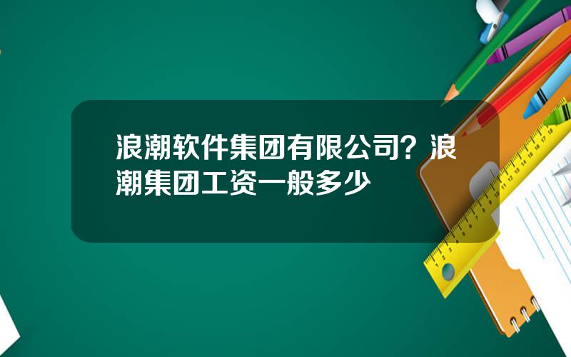 浪潮软件集团有限公司？浪潮集团工资一般多少