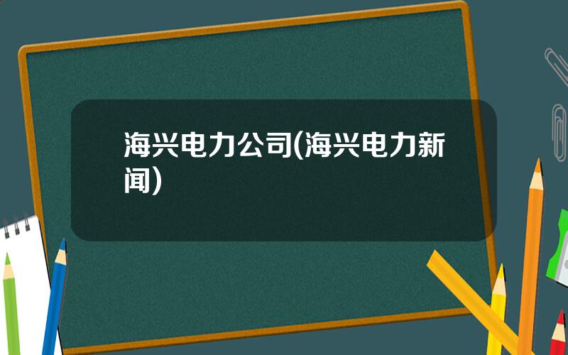 海兴电力公司(海兴电力新闻)