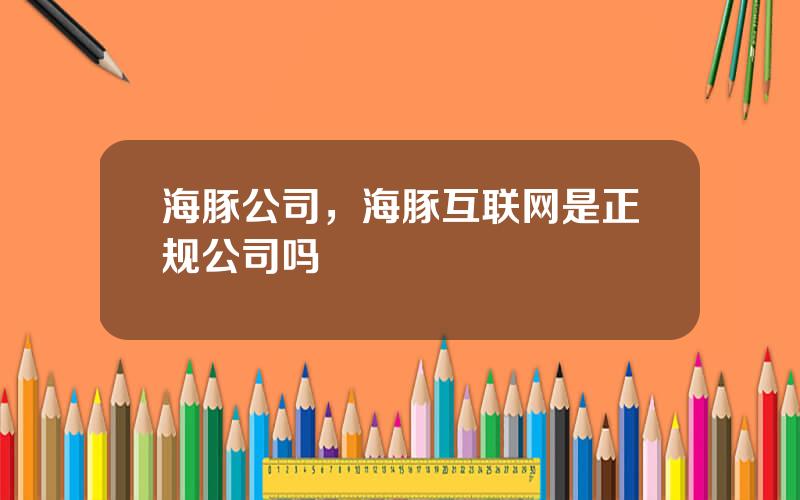 海豚公司，海豚互联网是正规公司吗